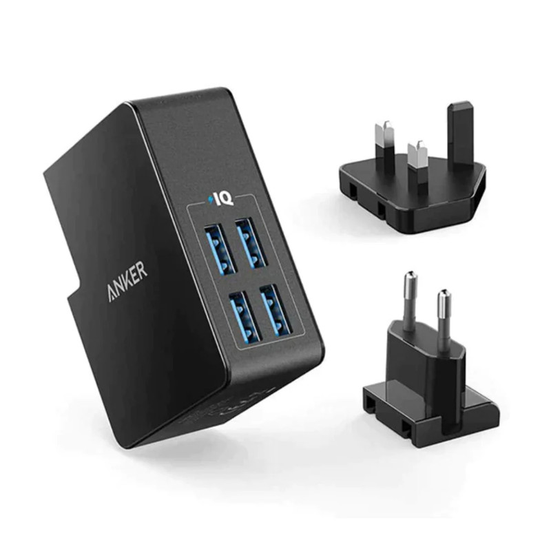 Anker PowerPort 4 Lite Interchangeable Plugs - (EU/UK) - شاحن